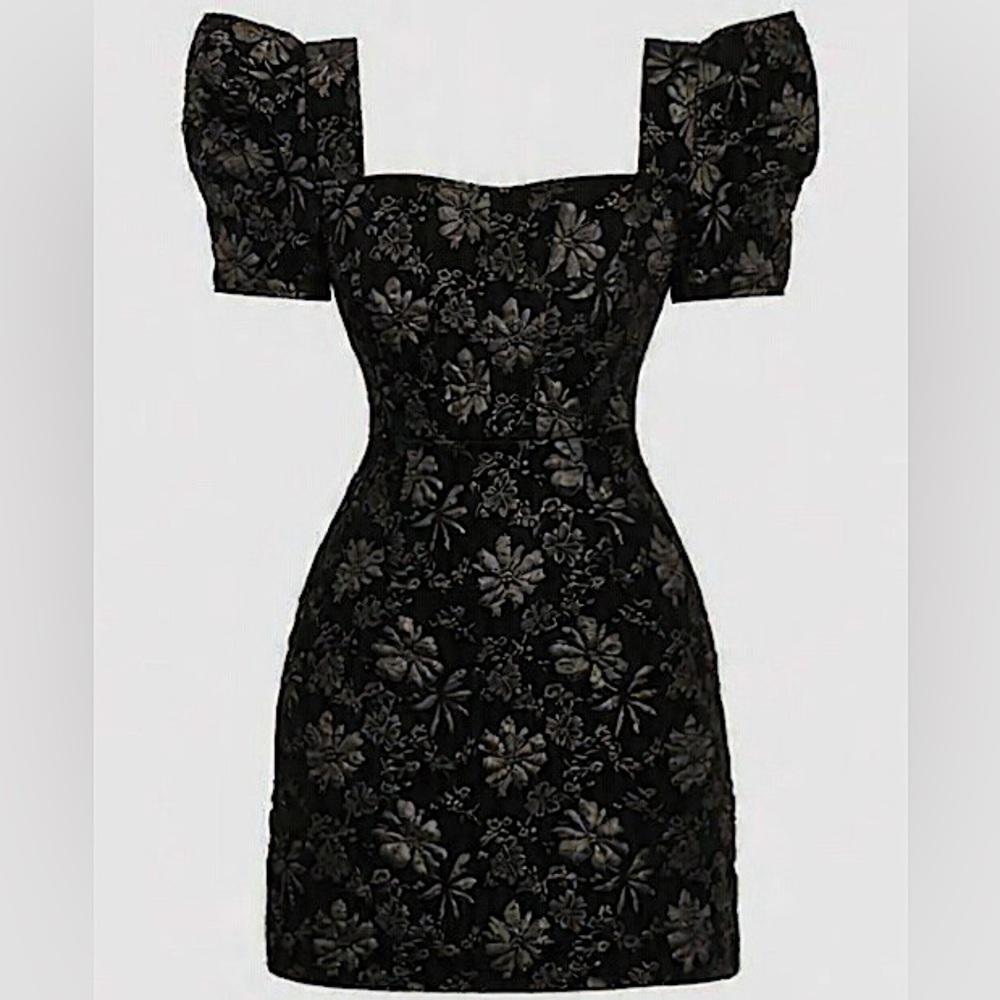 (NWOT) SHEIN Black Puff Sleeve Mini Dress